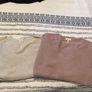 Ella Moss Bundle- Ribbed Knit Sweaters in Gray and Mauve
